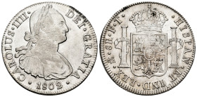 Charles IV (1788-1808). 8 reales. 1802. Mexico. FT. (Cal-975). Ag. 26,98 g. With some original luster remaining. Choice VF. Est...120,00. 

Spanish ...