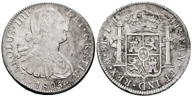 Charles IV (1788-1808). 8 reales. 1805. Mexico. TH. (Cal-983). Ag. 26,93 g. Choice VF. Est...150,00. 

Spanish description: Carlos IV (1788-1808). 8...