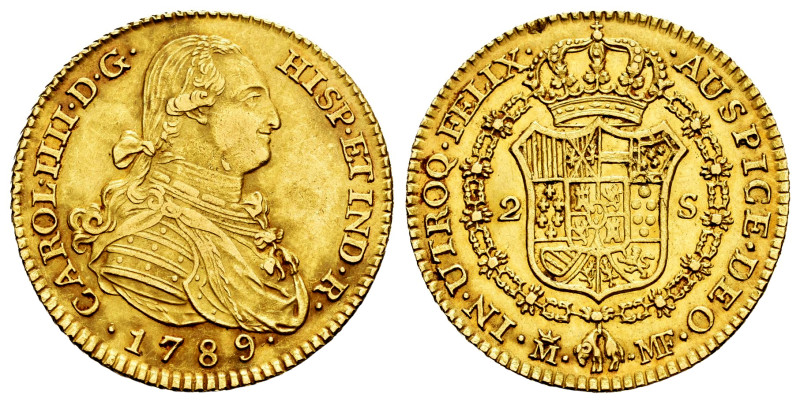 Charles IV (1788-1808). 2 escudos. 1789. Madrid. MF. (Cal-1274). Au. 6,72 g. Alm...