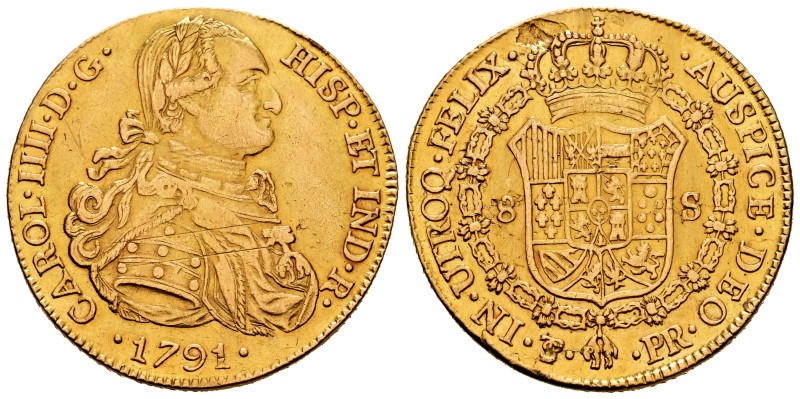 Charles IV (1788-1808). 8 escudos. 1791. Potosí. PR. (Cal-1694). (Cal onza-1084)...