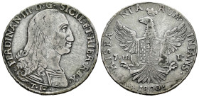 Ferdinand III of Sicily, Infante of Spain. 12 taris. 1800. Palermo. JV/L. (Tauler-3859). (Mir-639/2). (Vti-133). Ag. 27,00 g. Almost VF. Est...150,00....