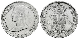 Joseph Napoleon (1808-1814). 4 reales. 1811. Madrid. AI. (Cal-15). Ag. 5,83 g. Almost VF. Est...35,00. 

Spanish description: José Napoleón (1808-18...