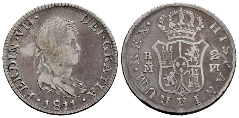 Ferdinand VII (1808-1833). 2 reales. 1811. Madrid. PI. Ag. 5,64 g. Contemporary ...