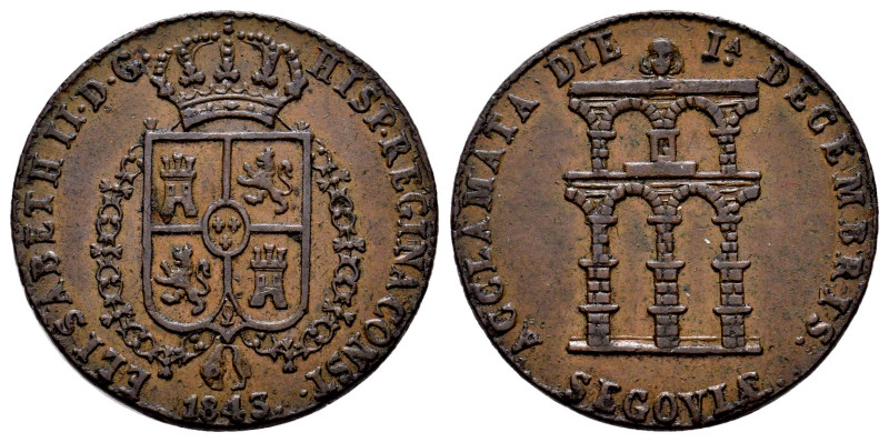 Elizabeth II (1833-1868). "Proclamation" medal. 1843. Segovia. (H-15). Ae. 4,20 ...