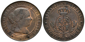 Elizabeth II (1833-1868). 5 centimos de escudo. 1868. Barcelona. OM. (Cal-246). Ae. 12,33 g. Almost XF/Choice VF. Est...60,00. 

Spanish description...