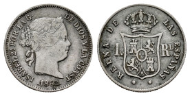 Elizabeth II (1833-1868). 1 real. 1862. Barcelona. (Cal-289). Ag. 1,28 g. Almost VF. Est...20,00. 

Spanish description: Isabel II (1833-1868). 1 re...