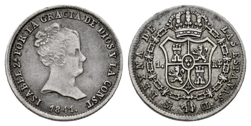 Elizabeth II (1833-1868). 1 real. 1841. Madrid. CL. (Cal-294). Ag. 1,44 g. A few...