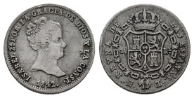 Elizabeth II (1833-1868). 1 real. 1842. Madrid. CL. (Cal-295). Ag. 1,48 g. Very scarce. Almost VF. Est...100,00. 

Spanish description: Isabel II (1...