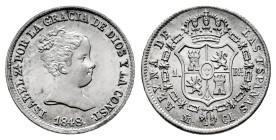 Elizabeth II (1833-1868). 1 real. 1848. Madrid. CL. (Cal-300). Ag. 1,25 g. Almost XF. Est...70,00. 

Spanish description: Isabel II (1833-1868). 1 r...