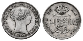 Elizabeth II (1833-1868). 1 real. 1852. Madrid. (Cal-302). Ag. 1,34 g. Slightly cleaned. Almost XF. Est...35,00. 

Spanish description: Isabel II (1...