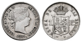 Elizabeth II (1833-1868). 1 real. 1864. Madrid. (Cal-313). Ag. 1,32 g. Choice VF/Almost XF. Est...50,00. 

Spanish description: Isabel II (1833-1868...