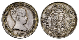 Elizabeth II (1833-1868). 1 real. 1844. Sevilla. RD. (Cal-315). Ag. 1,38 g. Attractive old cabinet tone. Very scarce. XF. Est...150,00. 

Spanish de...