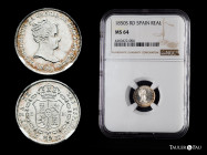 Elizabeth II (1833-1868). 1 real. 1850. Sevilla. RD. (Cal-318). Ag. Magnificent specimen. Encapsulated by NGC as MS 64. NGC-MS. Est...150,00. 

Span...