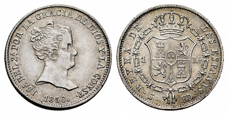 Elizabeth II (1833-1868). 1 real. 1850. Sevilla. RD. (Cal-318). Ag. 1,26 g. With...