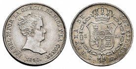 Elizabeth II (1833-1868). 1 real. 1850. Sevilla. RD. (Cal-318). Ag. 1,26 g. With some original luster remaining. AU. Est...90,00. 

Spanish descript...
