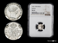 Elizabeth II (1833-1868). 1 real. 1852. Sevilla. (Cal-321). Ag. A good sample. Encapsulated by NGC as MS 62. NGC-MS. Est...150,00. 

Spanish descrip...