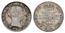 Elizabeth II (1833-1868). 1 real. 1853. Sevilla. (Cal-322). Ag. 1,26 g. Almost XF/Choice VF. Est...30,00. 

Spanish description: Isabel II (1833-186...