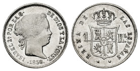 Elizabeth II (1833-1868). 1 real. 1858/7. Sevilla. (Cal-327). Ag. 1,30 g. Overdate. Original luster. Scarce. AU/XF. Est...100,00. 

Spanish descript...