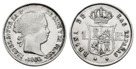 Elizabeth II (1833-1868). 1 real. 1860/59. Sevilla. (Cal-330). Ag. 1,28 g. Overdate. Hairline on obverse. Choice VF. Est...35,00. 

Spanish descript...