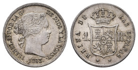 Elizabeth II (1833-1868). 1 real. 1863. Sevilla. (Cal-336). Ag. 1,31 g. Toned. Almost XF/Choice VF. Est...50,00. 

Spanish description: Isabel II (1...