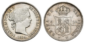 Elizabeth II (1833-1868). 1 real. 1864. Sevilla. (Cal-337). Ag. 1,30 g. Minor nick on edge. Choice VF. Est...30,00. 

Spanish description: Isabel II...