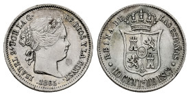 Elizabeth II (1833-1868). 10 centimos de escudo. 1865. Madrid. (Cal-338). Ag. 1,33 g. Choice VF. Est...40,00. 

Spanish description: Isabel II (1833...
