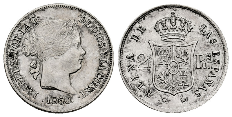 Elizabeth II (1833-1868). 2 reales. 1860/59. Barcelona. (Cal-350). Ag. 2,60 g. O...