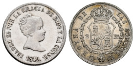 Elizabeth II (1833-1868). 2 reales. 1849. Madrid. CL. (Cal-366). Ag. 2,64 g. Slightly cleaned obverse. It retains some original luster, particularly o...