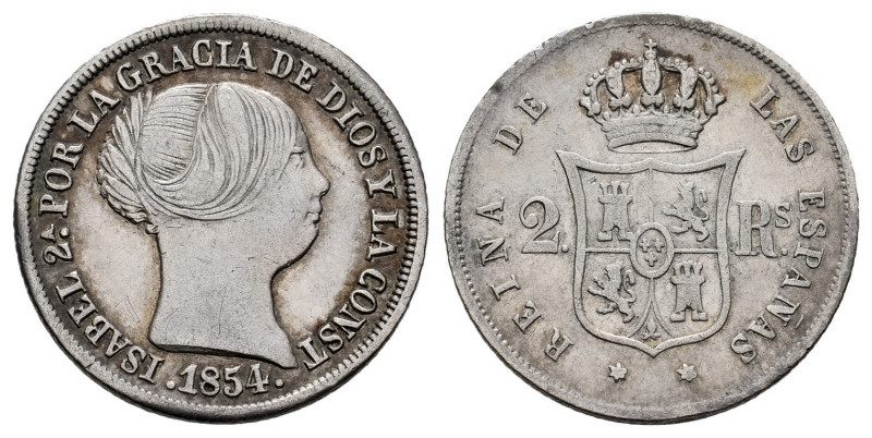 Elizabeth II (1833-1868). 2 reales. 1854. Madrid. (Cal-369). Ag. 2,53 g. VF/Almo...