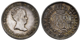 Elizabeth II (1833-1868). 2 reales. 1851. Sevilla. RD. (Cal-388). Ag. 2,54 g. Toned. VF/Choice VF. Est...50,00. 

Spanish description: Isabel II (18...