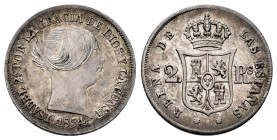 Elizabeth II (1833-1868). 2 reales. 1854. Sevilla. (Cal-392). Ag. 2,59 g. With some original luster remaining. Almost XF/Choice VF. Est...80,00. 

S...