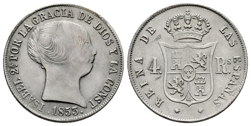 Elizabeth II (1833-1868). 4 reales. 1853. Barcelona. (Cal-426). Ag. 5,25 g. Choi...