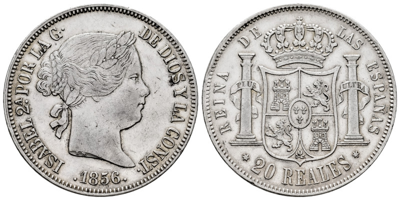 Elizabeth II (1833-1868). 20 reales. 1856. Madrid. (Cal-612). Ag. 25,76 g. Nicks...