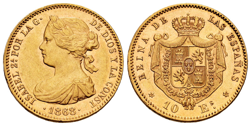 Elizabeth II (1833-1868). 10 escudos. 1868*18-73. Madrid. (Cal-41, de Gob. Provi...