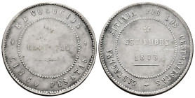 Cantonal Revolution. 5 pesetas. 1873. Cartagena (Murcia). (Cal-Tipo 6). Ag. 28,34 g. Matching reverse. Choice F/Almost VF. Est...250,00. 

Spanish d...