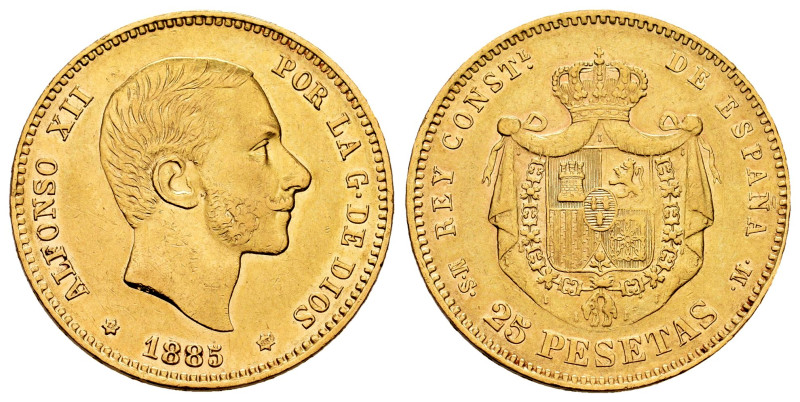 Alfonso XII (1874-1885). 25 pesetas. 1885*18-85. Madrid. MSM. (Cal-90). Au. 8,06...