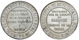 Alfonso XII (1874-1885). Medal. Ag. 30,89 g. January 23rd, 1878. Inauguration of the construction of the potable water supply to Manila. General Morio...