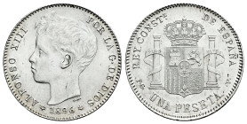 Alfonso XIII (1886-1931). 1 peseta. 1896*18-96. Madrid. PGV. (Cal-56). Ag. 4,92 g. Original luster. Almost MS. Est...80,00. 

Spanish description: C...