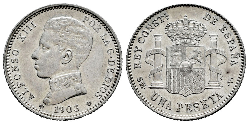 Alfonso XIII (1886-1931). 1 peseta. 1903 *19-03. Madrid. SMV. (Cal-67). Ag. 4,94...