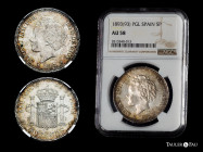 Alfonso XIII (1886-1931). 5 pesetas. 1893*18-93. Madrid. PGL. (Cal-102). Ag. Slabbed by NGC as AU 58. NGC-AU. Est...150,00. 

Spanish description: C...