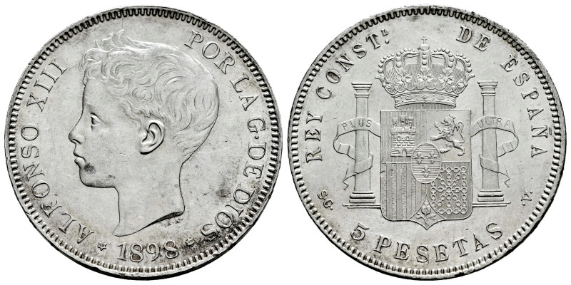 Alfonso XIII (1886-1931). 5 pesetas. 1898*18-98. Madrid. SGV. (Cal-109). Ag. 25,...