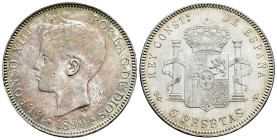 Alfonso XIII (1886-1931). 5 pesetas. 1899*18-99. Madrid. SGV. (Cal-110). Ag. 25,05 g. Hairlines. Knock on edge. With some original luster remaining. A...