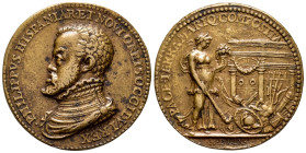 Philip II (1556-1598). Medal. 1559. (Armand I, p. 238, nº 5). (Álvarez-Ossorio, p. 150, nº 227) (Museo Nacional del Prado, O-1053). Ae. 19,63 g. Peace...