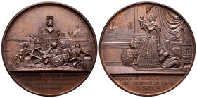Elizabeth II (1833-1868). Medal. 1857. (Vq-14333). Ae. 208,39 g. Birth of Principe Alfonso. By: Casals. 72 mm. Scarce. AU. Est...100,00. 

Spanish d...