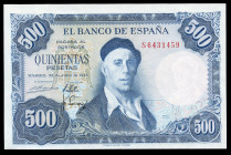 500 pesetas. 1954. Madrid. (Ed-468b). July 22, Ignacio Zuloaga. Serie S. Mint state. Est...60,00. 

Spanish description: 500 pesetas. 1954. Madrid. ...