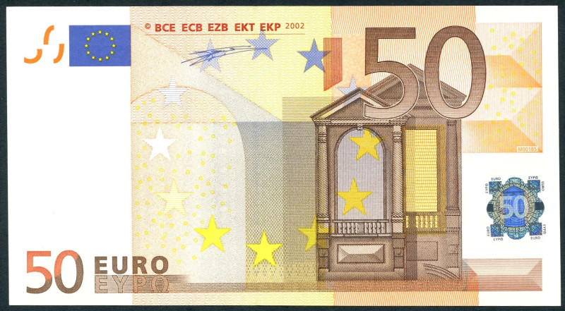 50 euro. 2002. (Ed 2017-489). Renaissance architecture. Duisenberg signature. Se...