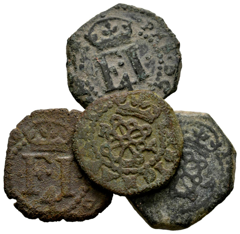 Lot of 4 coins of Philip IV; 4 Cornados from Pamplona (Navarre). Ae. TO EXAMINE....