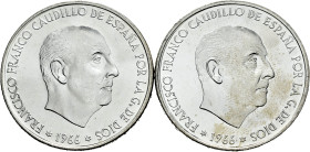Lot of 2 coins of 100 pesetas 1966*19-70. A EXAMINAR. Mint state. Est...25,00. 

Spanish description: Lote de 2 monedas de 100 pesetas 1966*19-70. A...