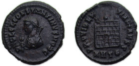 Rome Roman Empire AD 317 MHTЄ AE Follis - Constantinus II (PROVIDENTIAE CAESS, laureate and draped consular bust), Rare Bronze Heraclea mint 2.8g AU R...