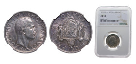 Albania Kingdom 1935R 1 Frang Ar - Zog I Silver (.835) Rome mint 5g NGC AU58 KM16